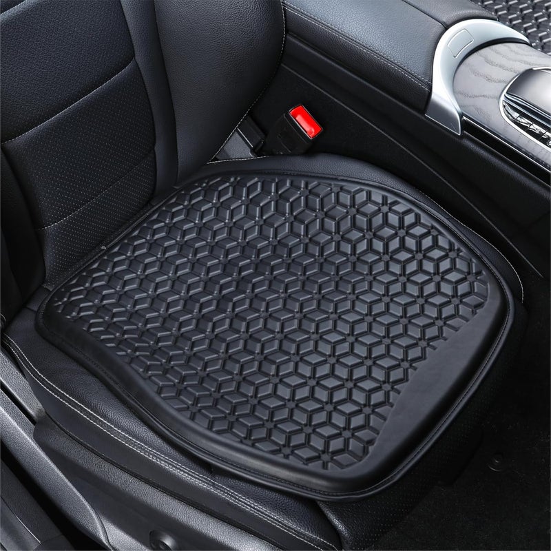 Binsheo Thin Gel Seat Cushion for Car Seat, Office Chair, Wheelchair, Golf Cart - Non-Slip Car Seat Cushions with 0.7 Inch Gel - Sciatica & Coccyx Pain Relief (Leather, Black) - Image 1